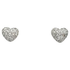 Heart Shaped Pavé Diamond Stud Earrings in 18 Karat White Gold