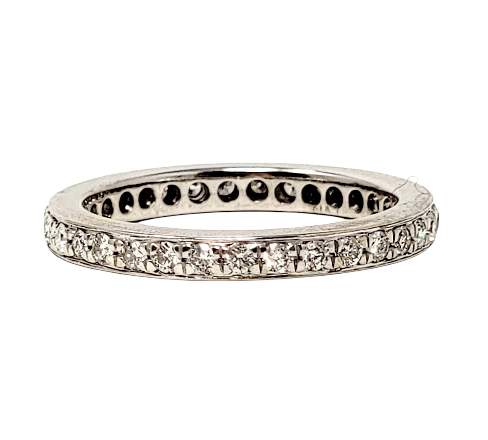 Contemporary .50 Carat Total Round Brilliant Diamond Eternity Band Ring 14 Karat White Gold For Sale