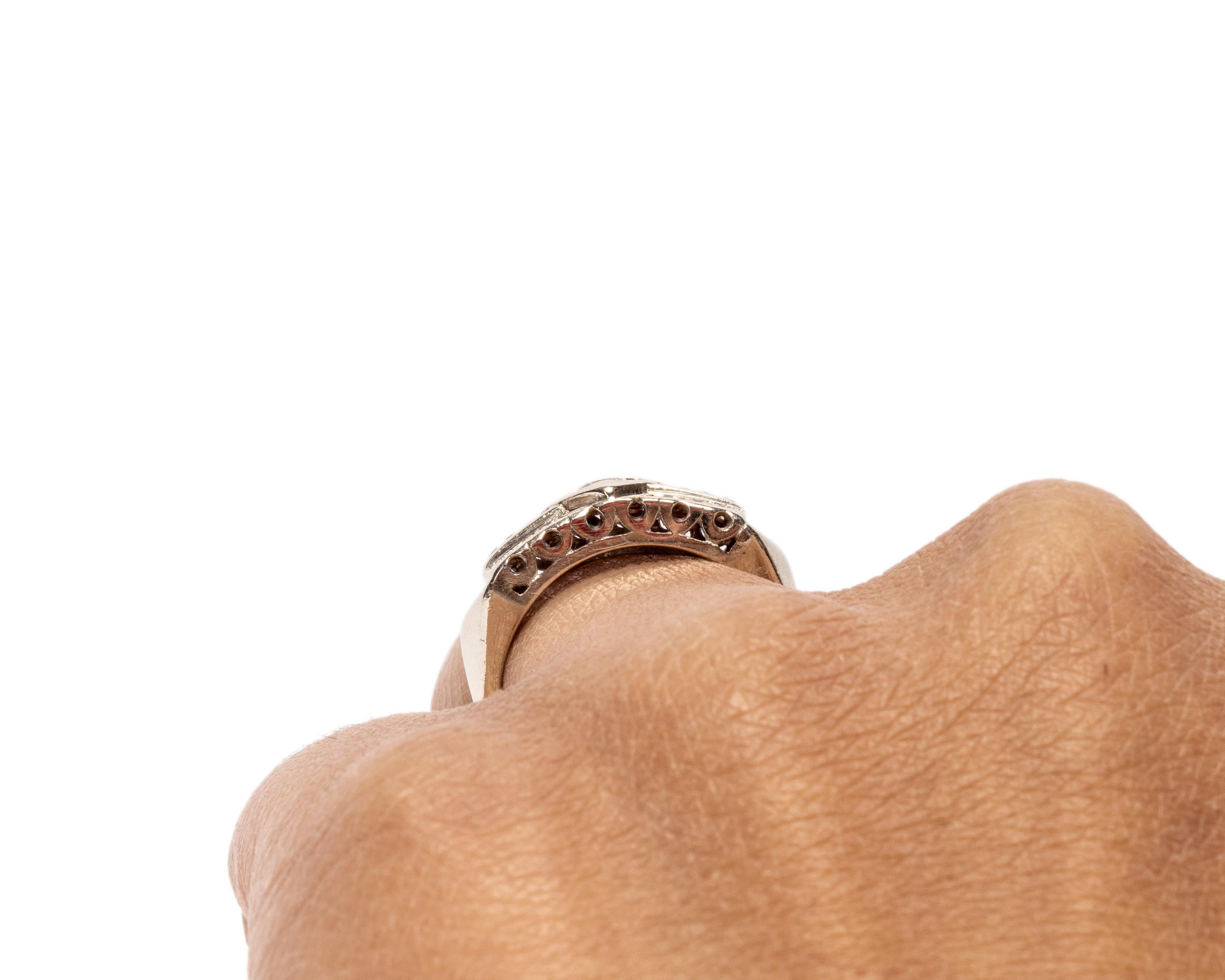 Women's .50 Carat Total Weight Art Deco 14 Karat White Gold Diamond Engagement Ring For Sale