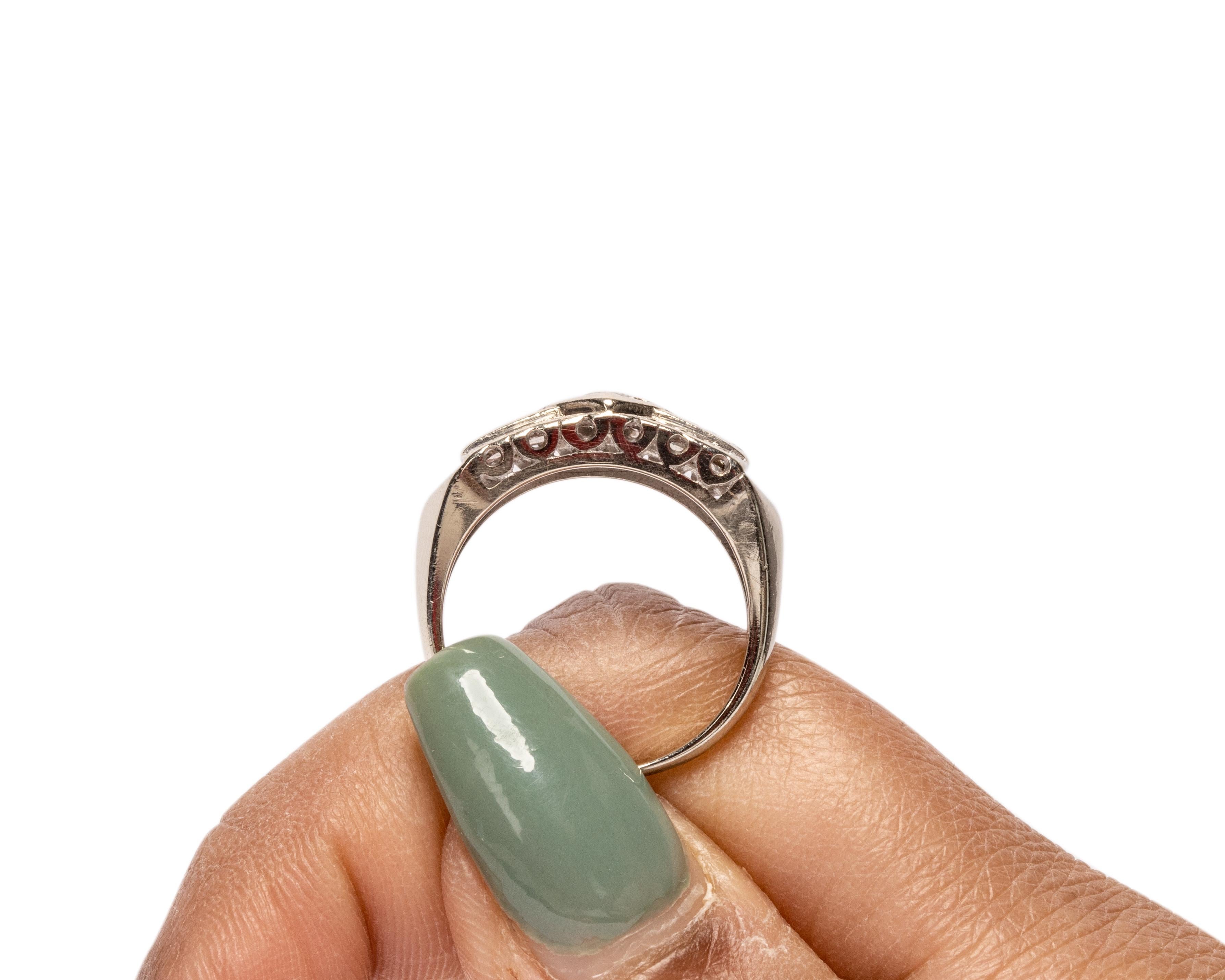 .50 Carat Total Weight Art Deco 14 Karat White Gold Diamond Engagement Ring For Sale 2