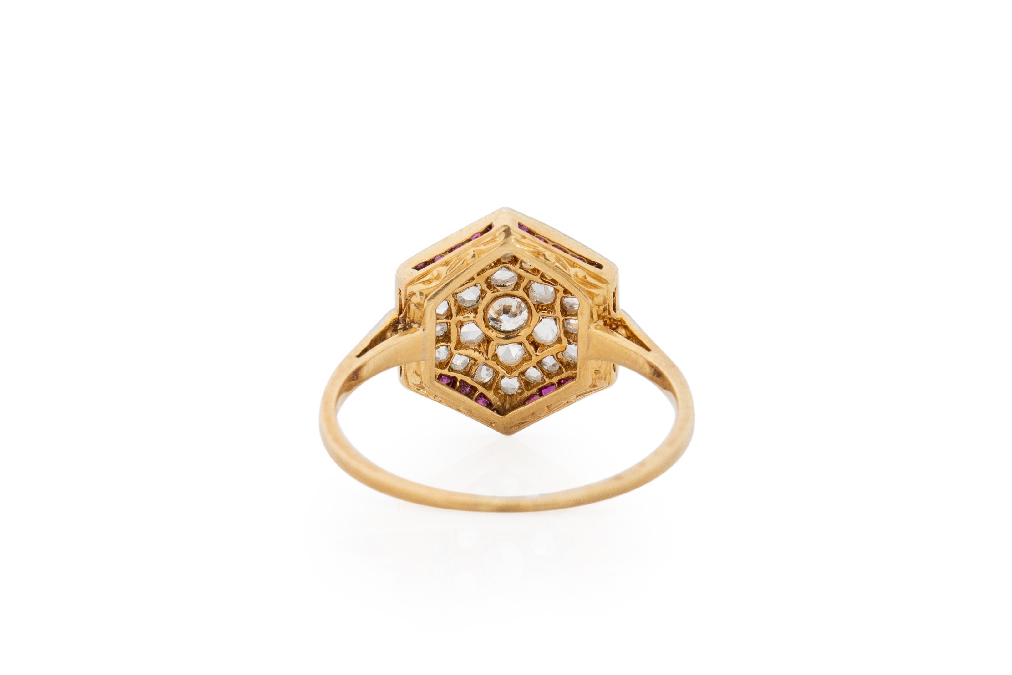 Verlobungsring, .50 Karat Gesamtgewicht Art Deco Diamant 14 Karat Gelbgold (Alteuropäischer Schliff) im Angebot