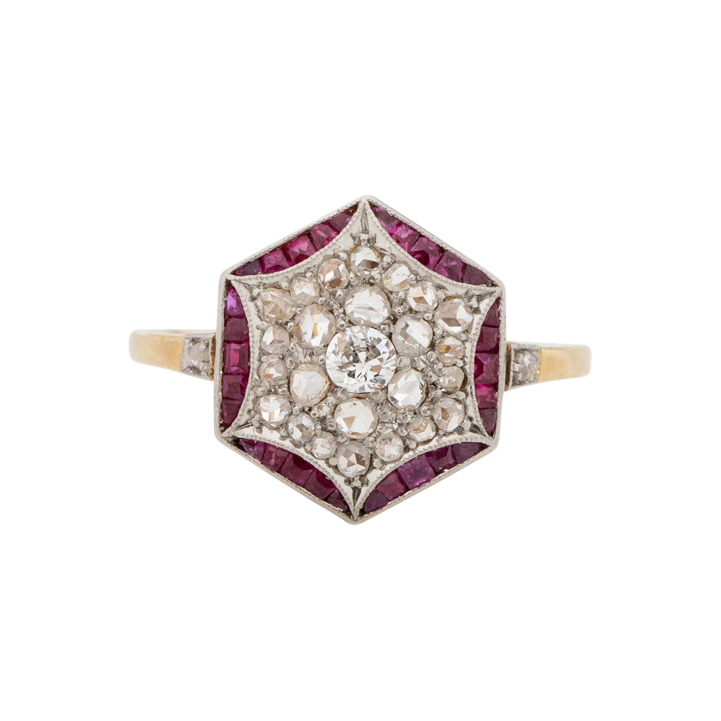 .50 Carat Total Weight Art Deco Diamond 14 Karat Yellow Gold Engagement Ring