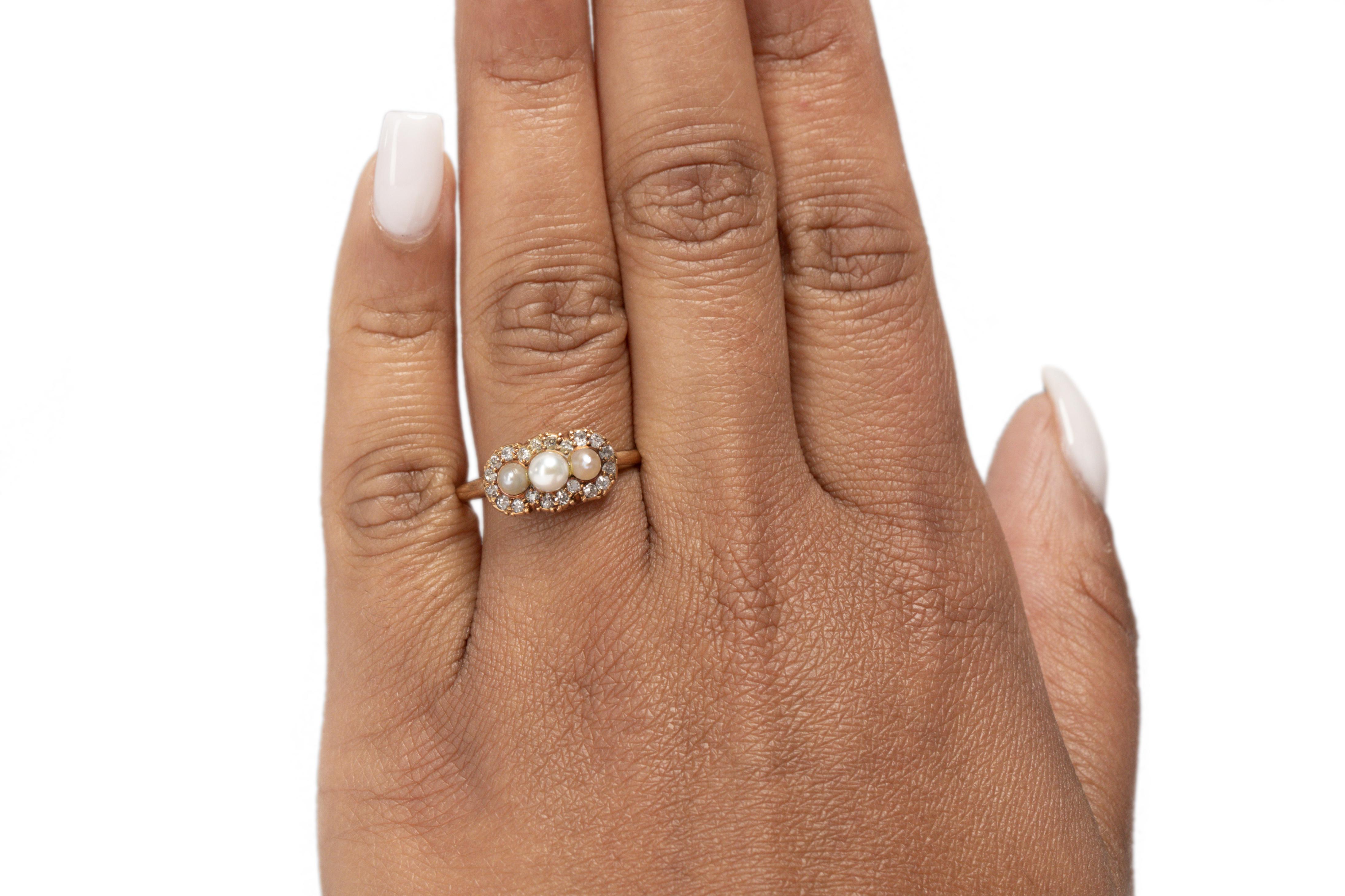.50 Carat Total Weight Art Deco Diamond 14 Karat YG Pearl Engagement Ring For Sale 1