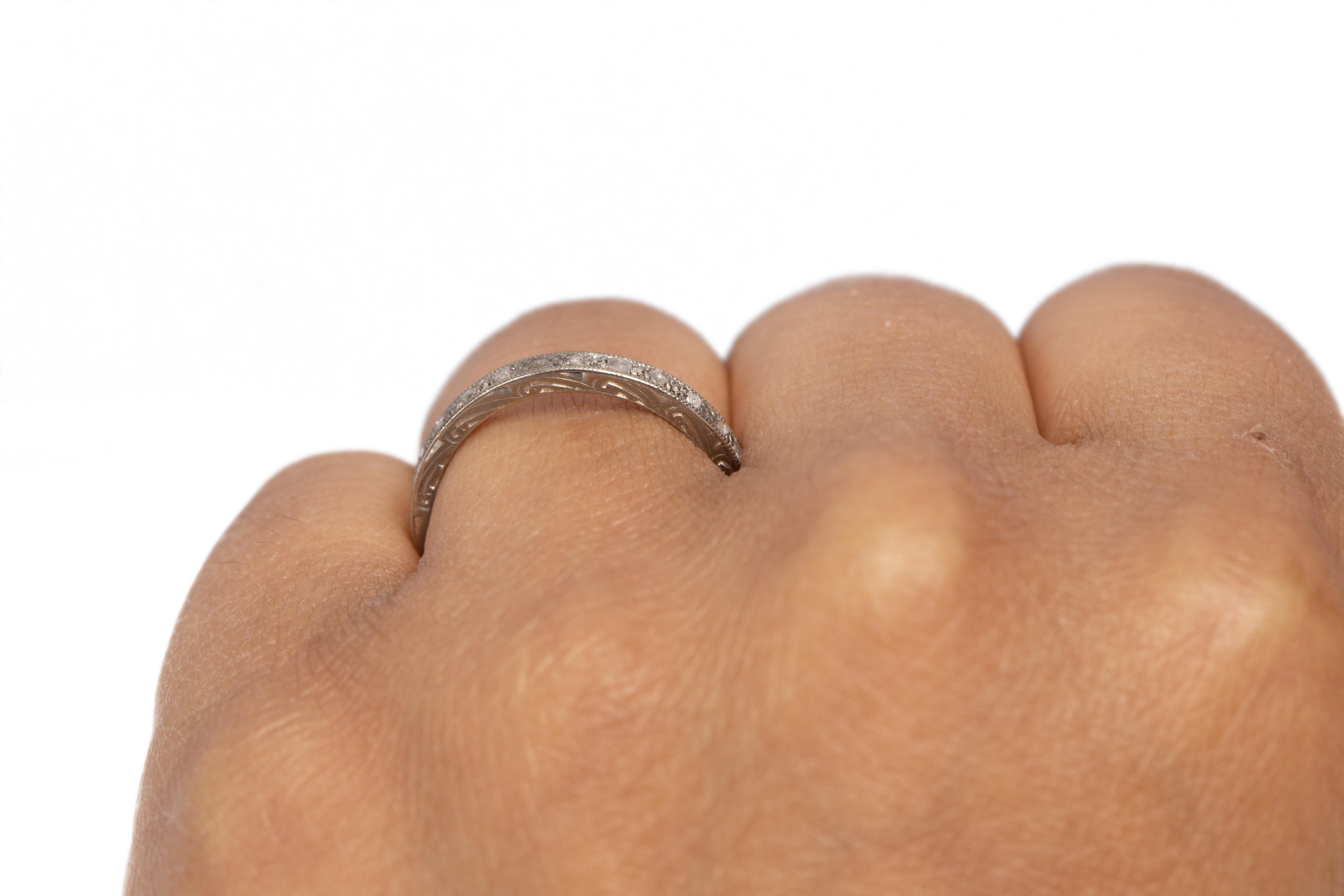 Rose Cut .50 Carat Total Weight Art Deco Diamond 18 Karat White Gold Engagement Ring For Sale