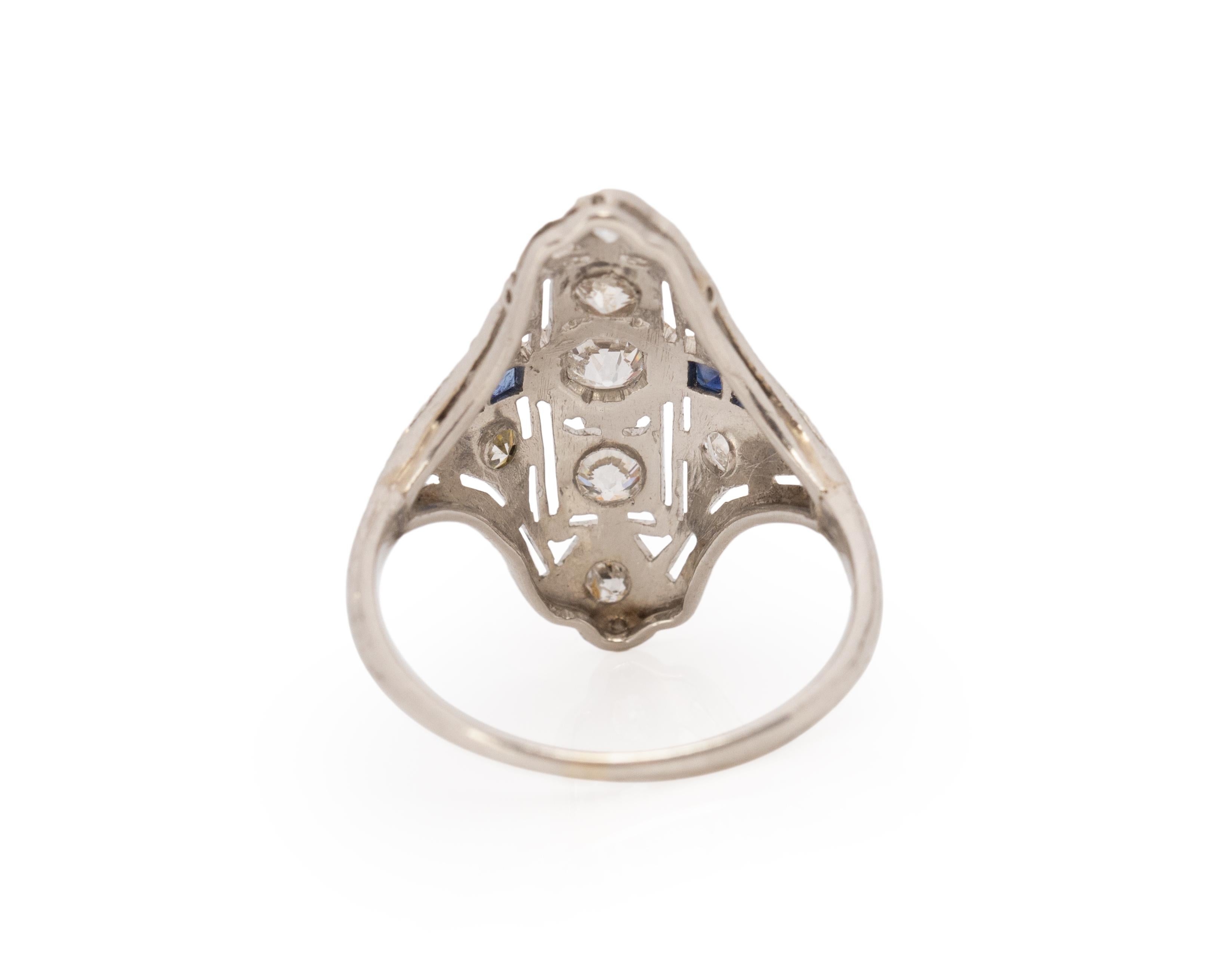 Old European Cut .50 Carat Total Weight Art Deco Diamond Platinum Engagement Ring For Sale