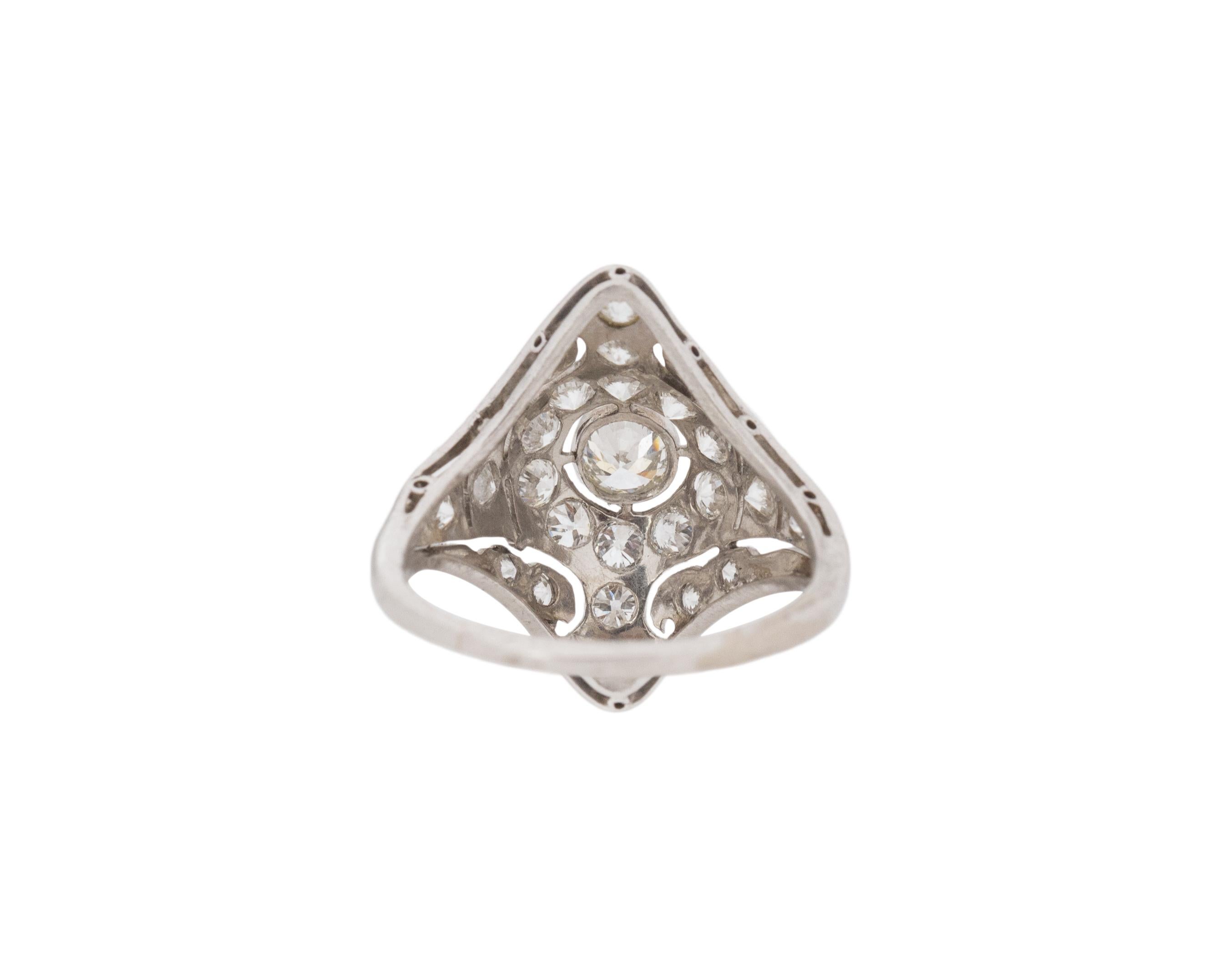.50 Carat Total Weight Art Deco Diamond Platinum Engagement Ring In Good Condition For Sale In Atlanta, GA