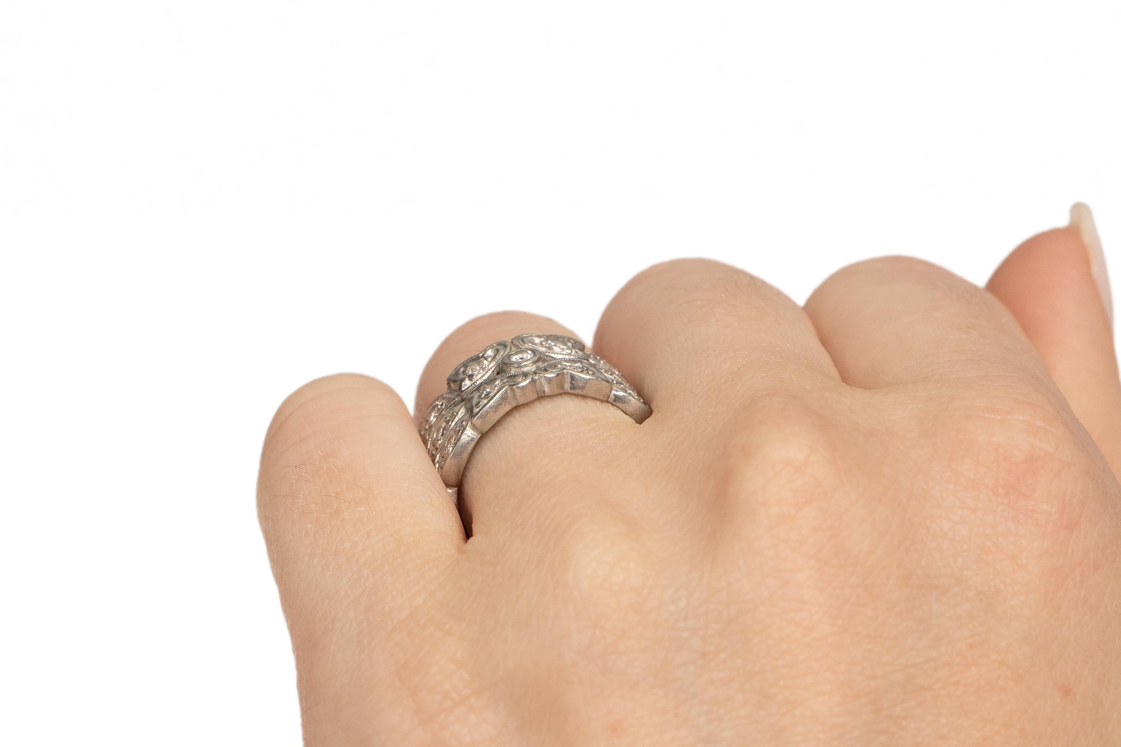.50 Carat Total Weight Art Deco Diamond Platinum Engagement Ring For Sale 1