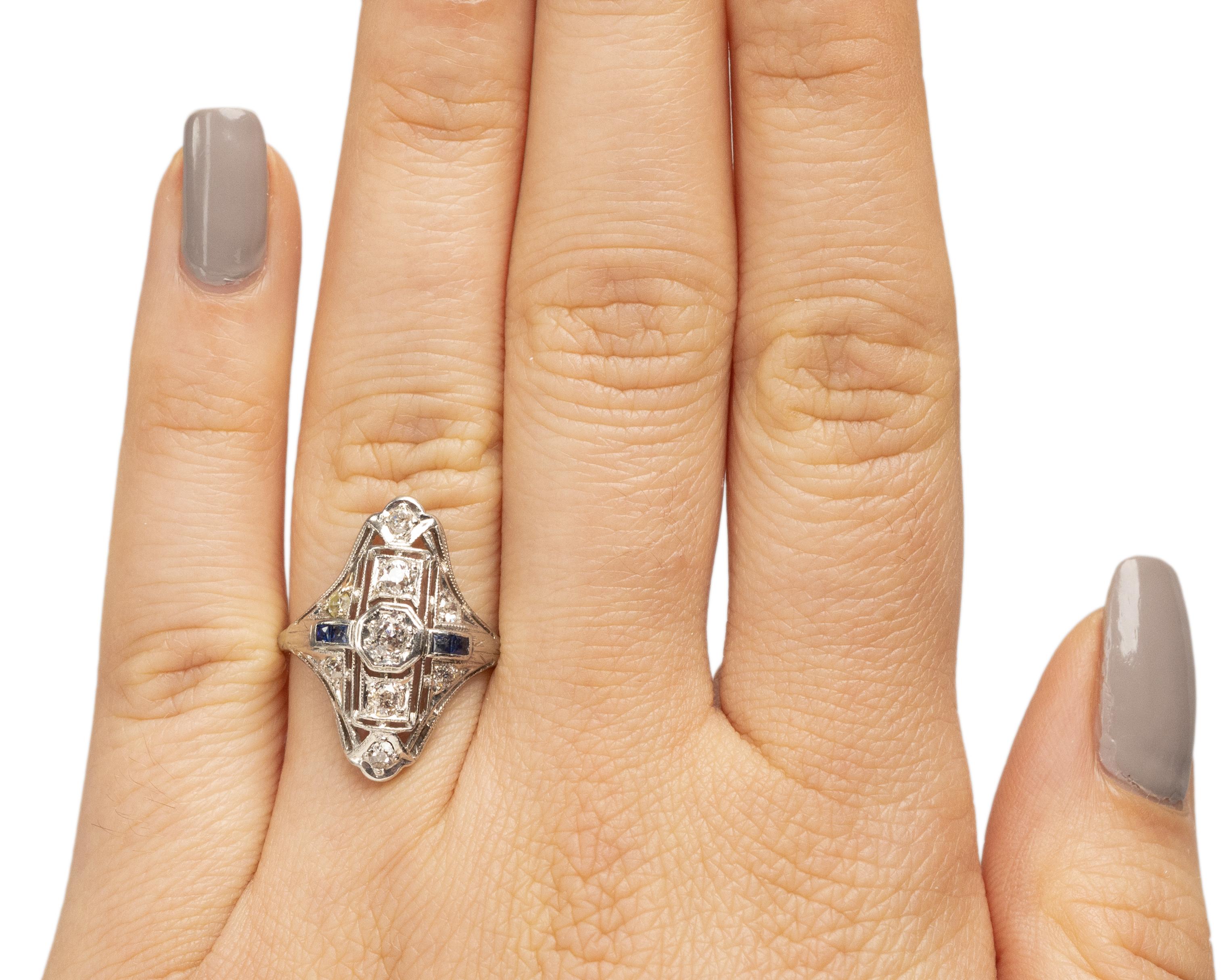 Women's .50 Carat Total Weight Art Deco Diamond Platinum Engagement Ring For Sale