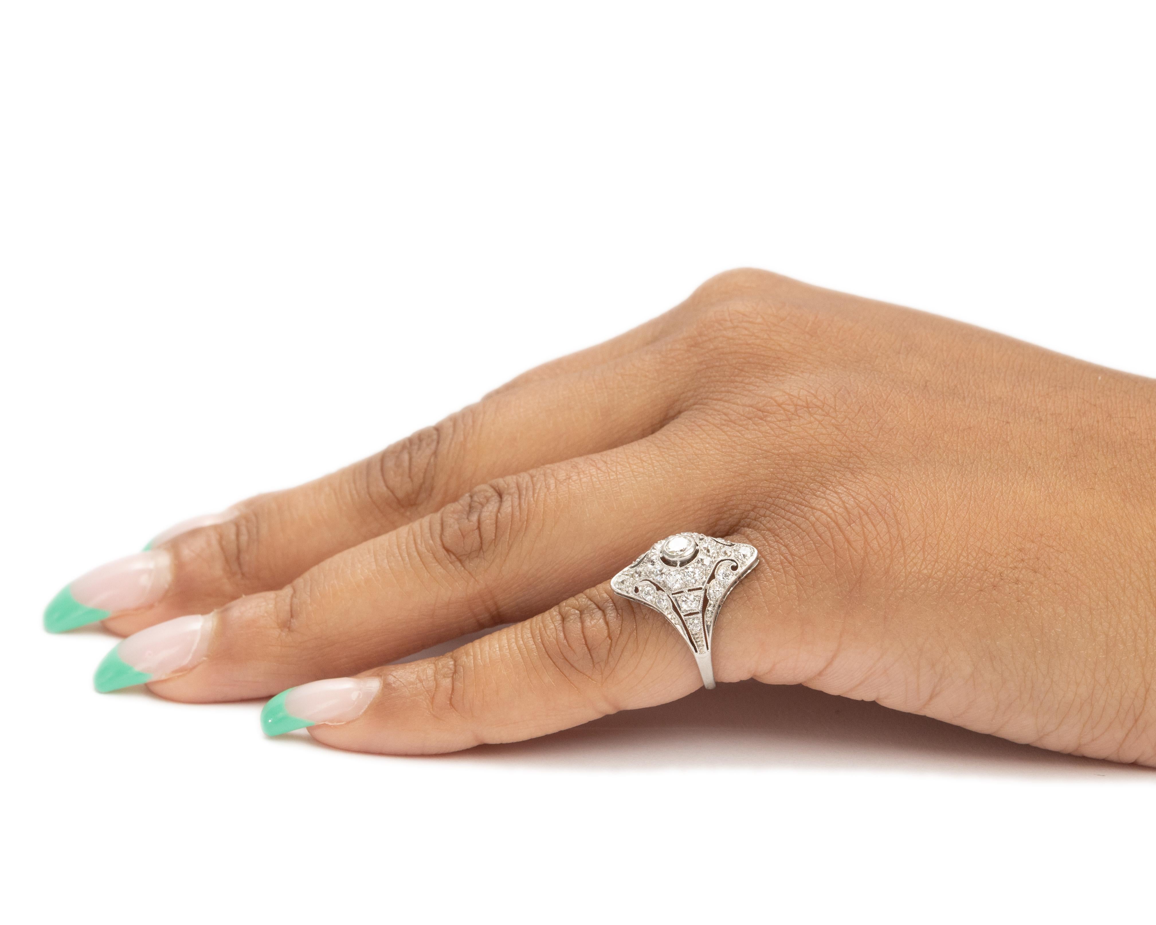 .50 Carat Total Weight Art Deco Diamond Platinum Engagement Ring For Sale 2