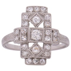 Antique .50 Carat Total Weight Art Deco Diamond Platinum Engagement Ring