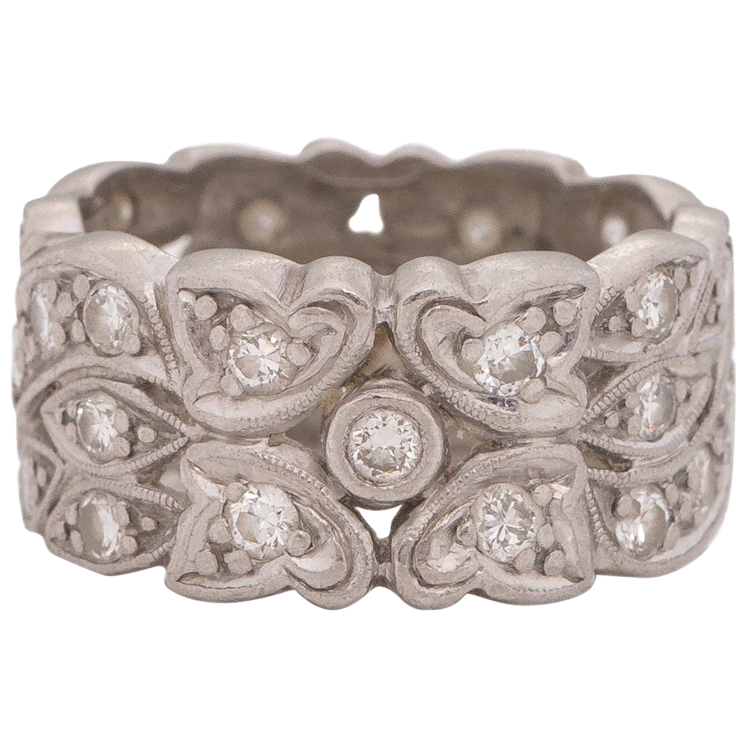 Anello di fidanzamento in platino con diamante Art Deco da 50 carati di peso totale