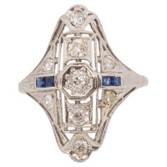 50 Karat Gesamtgewicht Art Deco Diamant Platin Verlobungsring