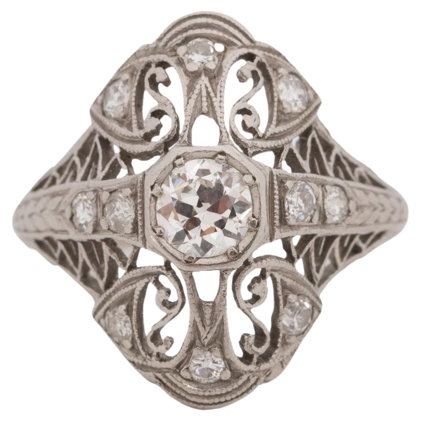 .50 Carat Total Weight Art Deco Diamond Platinum Engagement Ring