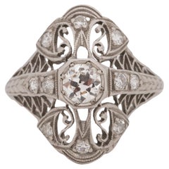 Used .50 Carat Total Weight Art Deco Diamond Platinum Engagement Ring