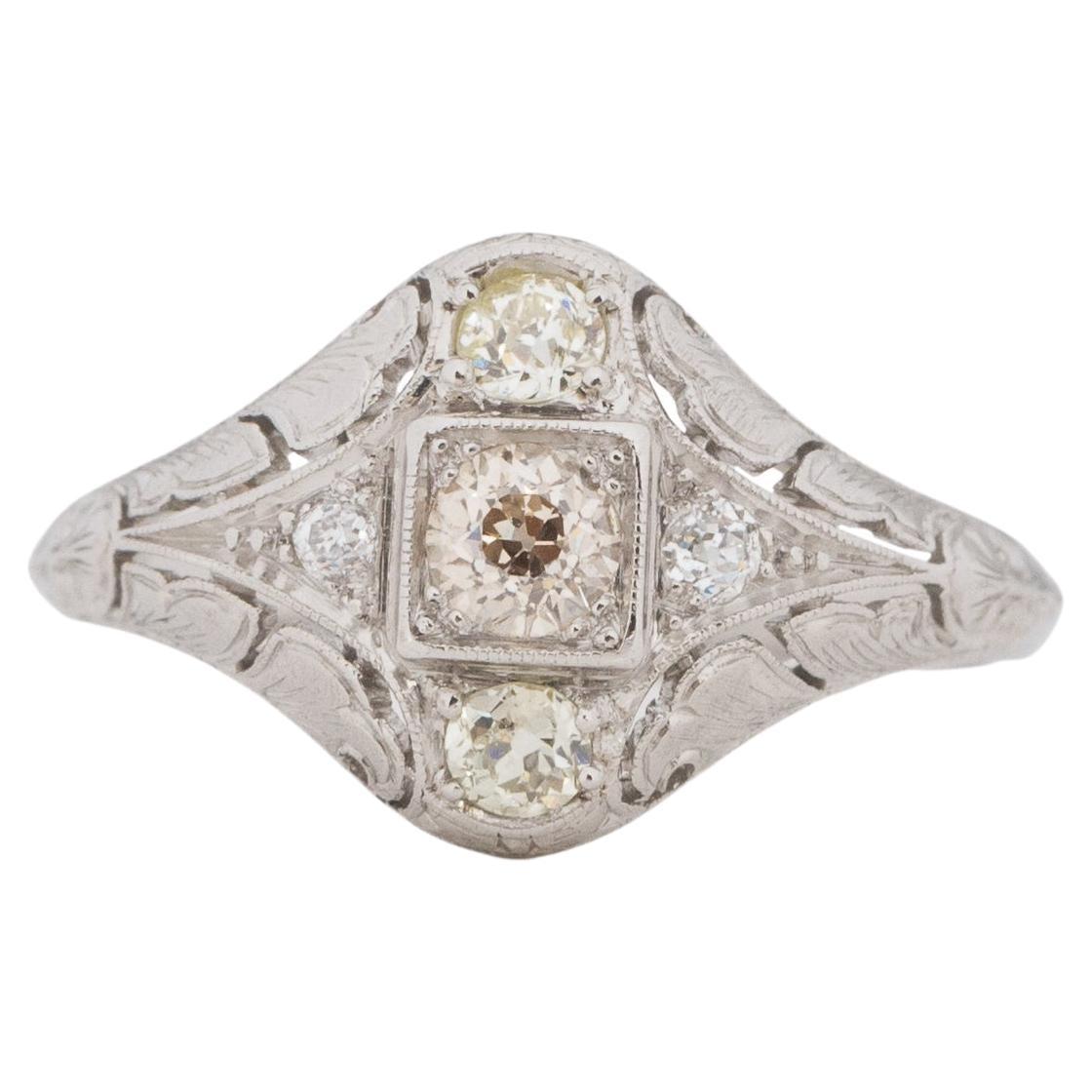 .50 Carat Total Weight Art Deco Diamond Platinum Engagement Ring For Sale