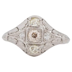 Antique .50 Carat Total Weight Art Deco Diamond Platinum Engagement Ring