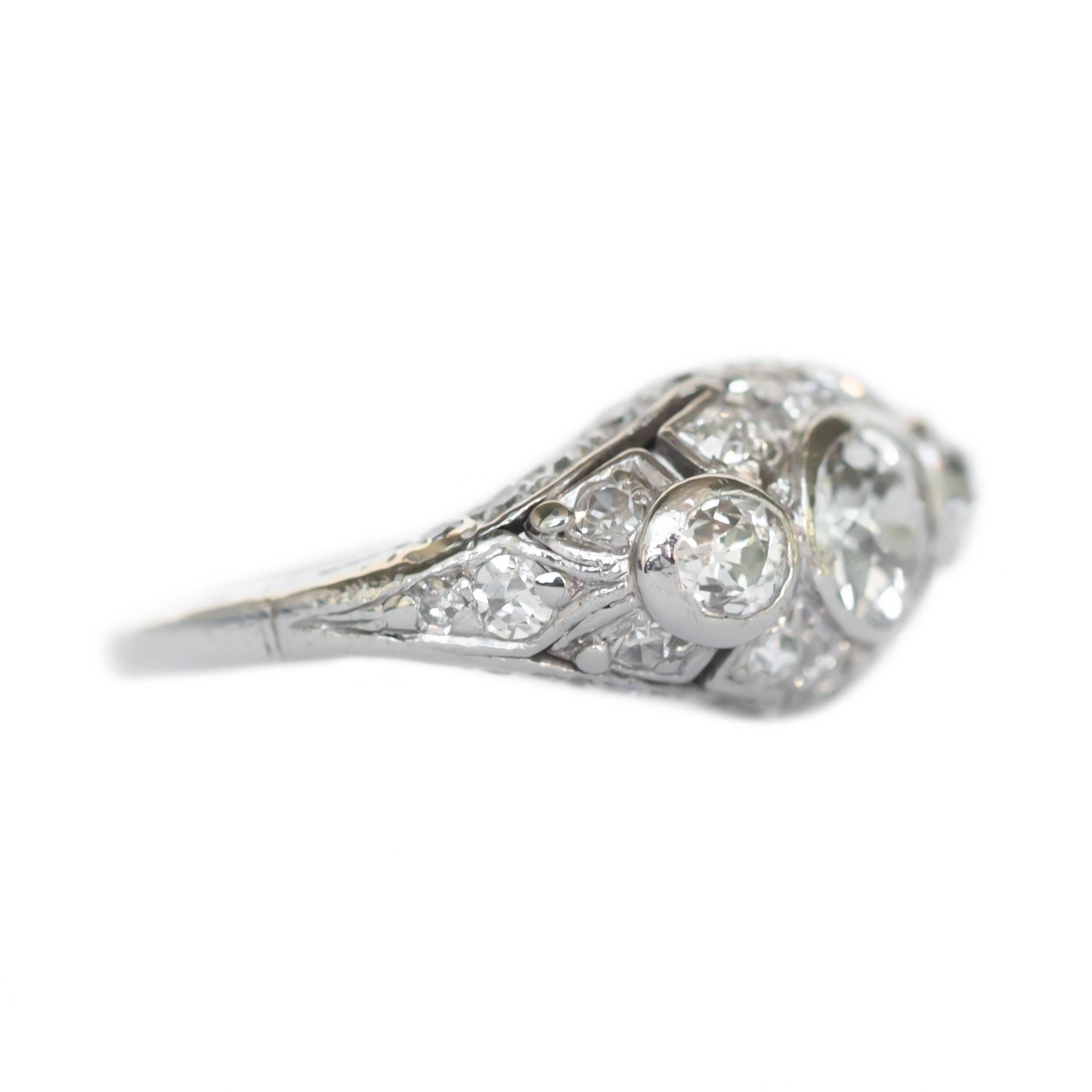 Art Deco .50 Carat Total Weight Diamond Platinum Engagement Ring
