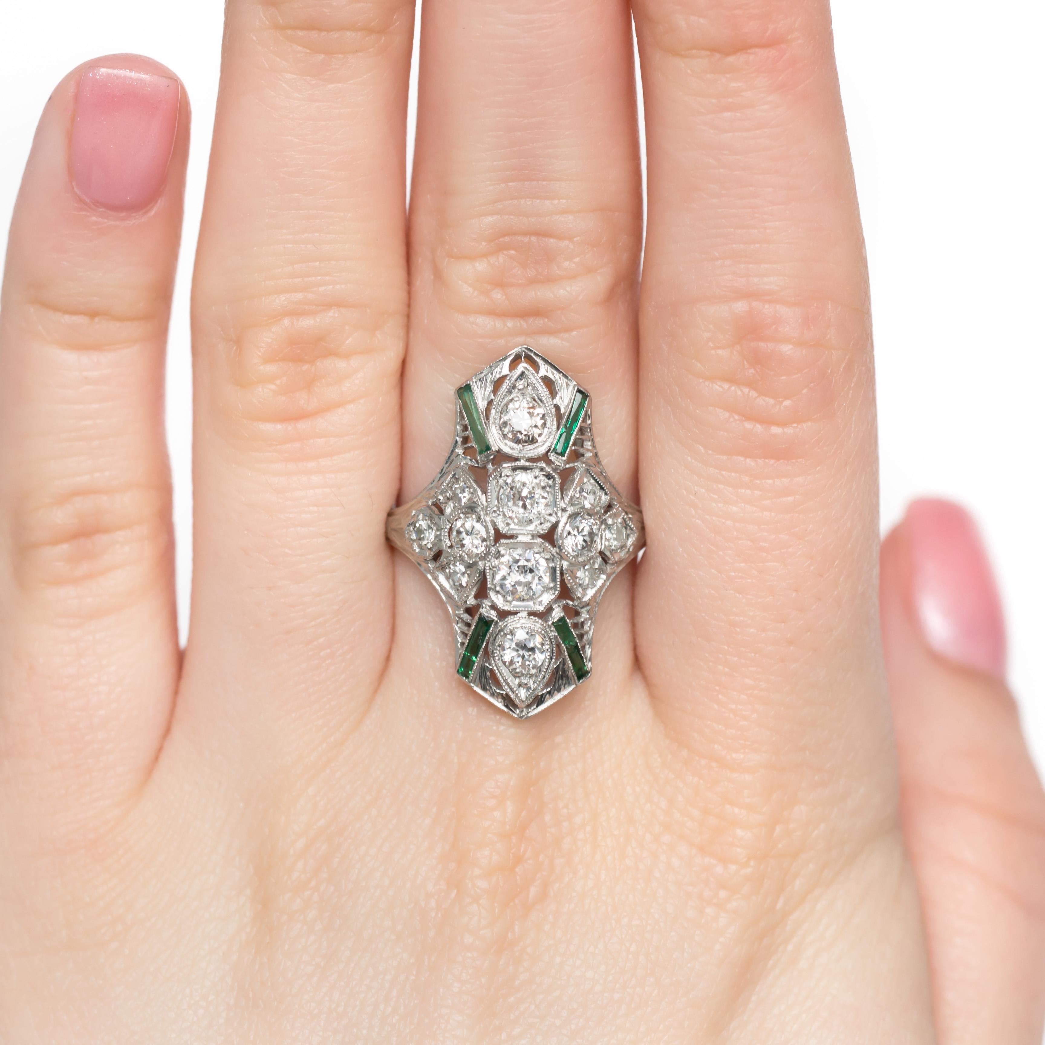 Art Deco .50 Carat Total Weight Diamond Platinum Engagement Ring For Sale