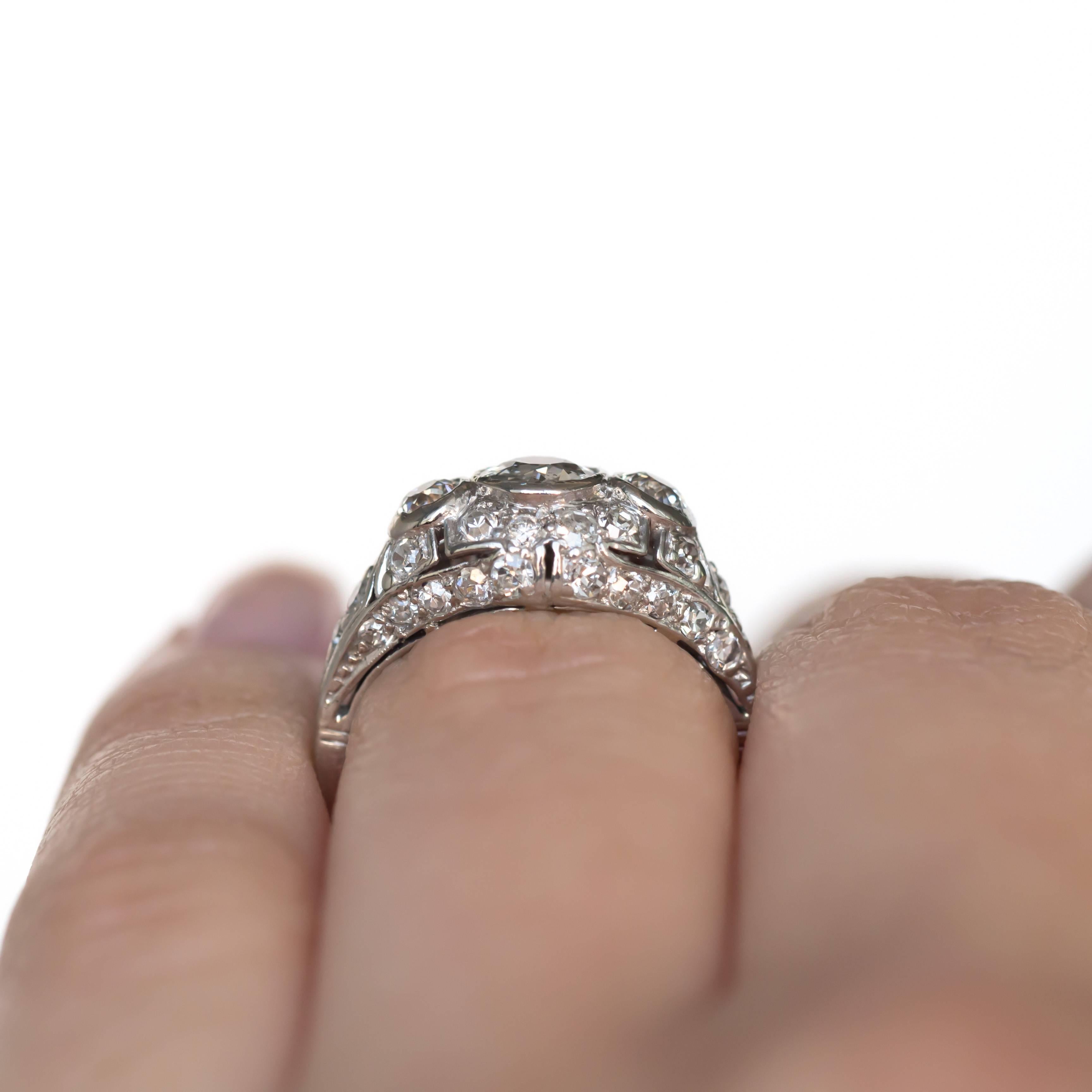 .50 Carat Total Weight Diamond Platinum Engagement Ring 3