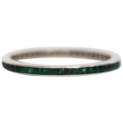 .50 Carat Total Weight Emerald White Gold Wedding Band
