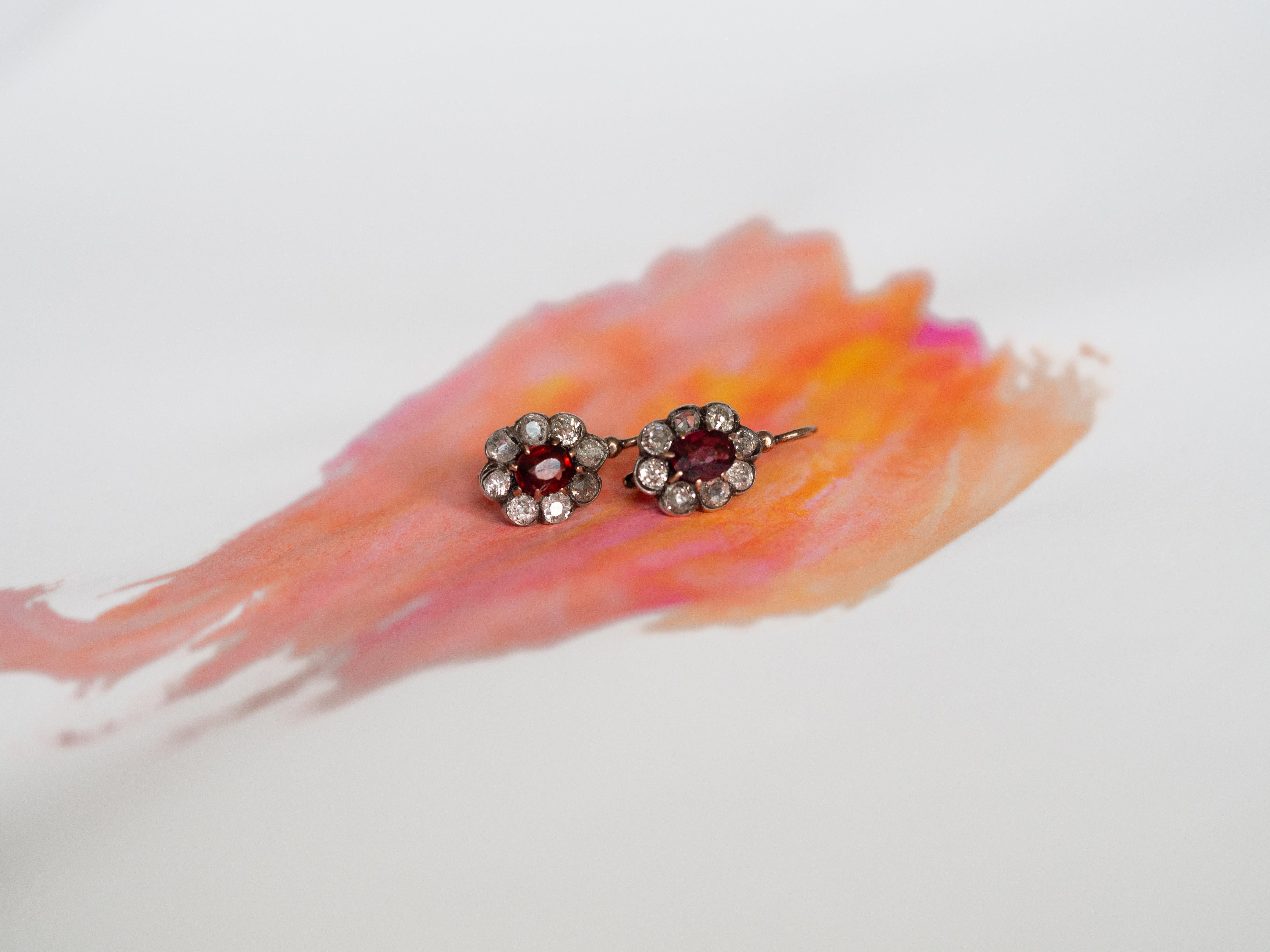 .50 Carat Total Weight Garnet Rose Gold Earrings For Sale 1