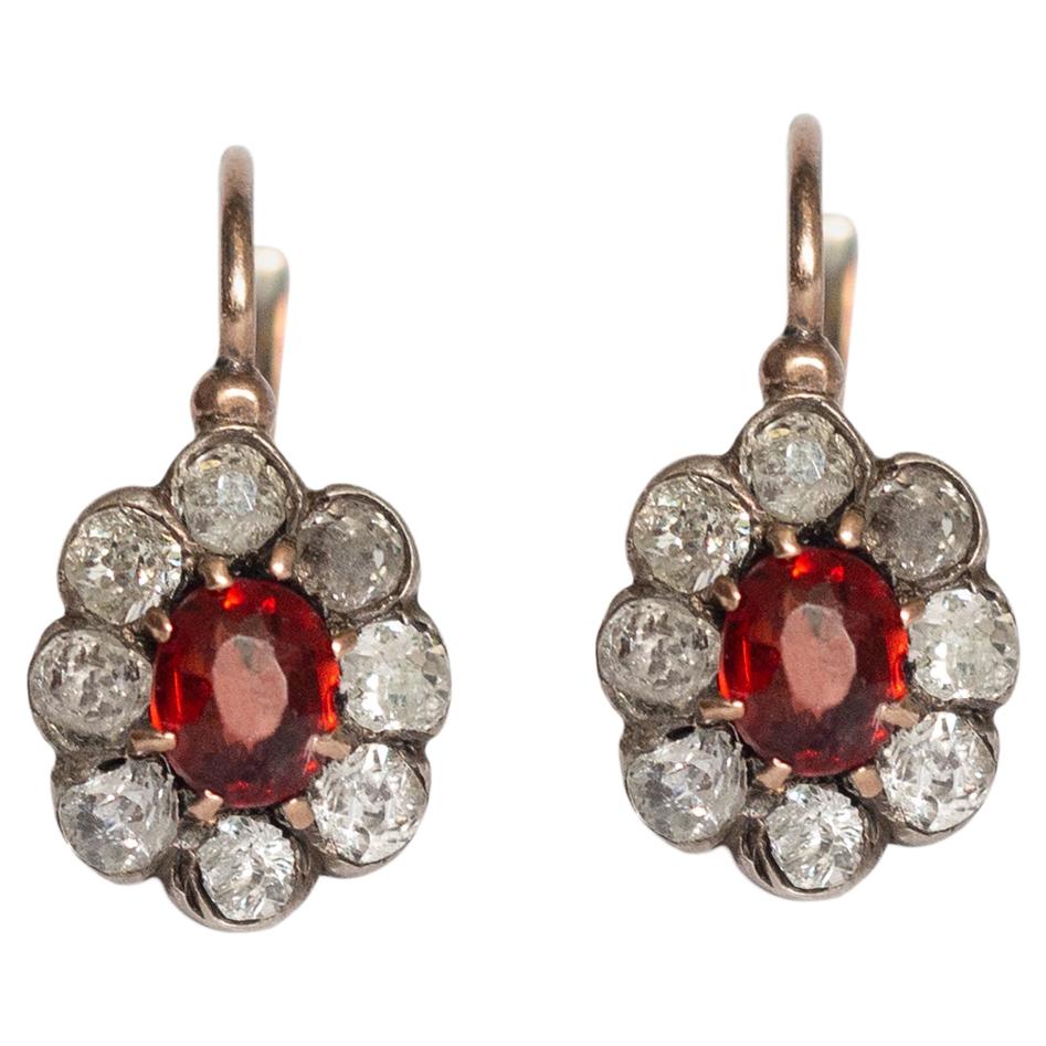 .50 Carat Total Weight Garnet Rose Gold Earrings For Sale