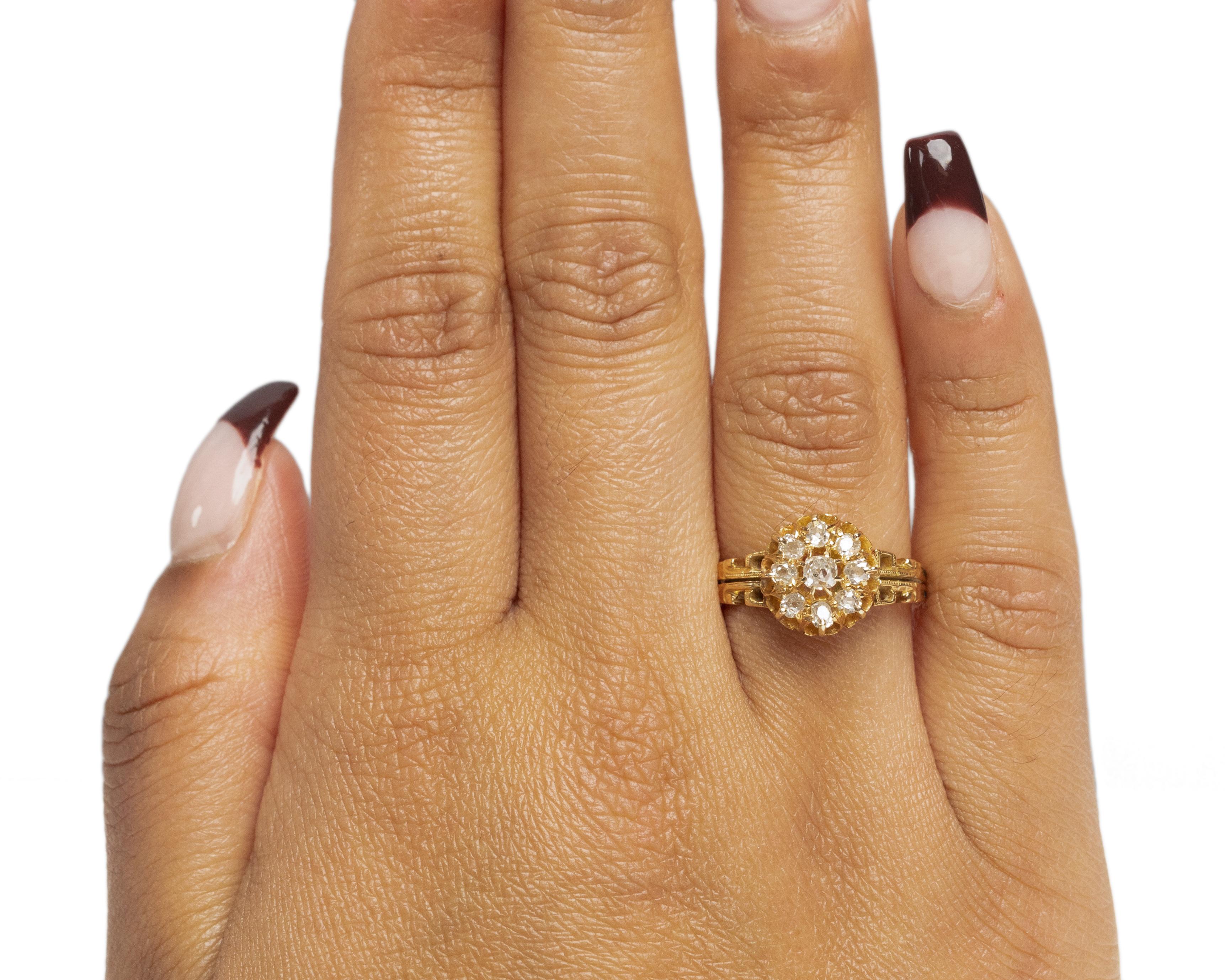 Bague de fiançailles victorienne en or jaune 14 carats avec diamants d'un poids total de 0,50 carat Bon état - En vente à Atlanta, GA