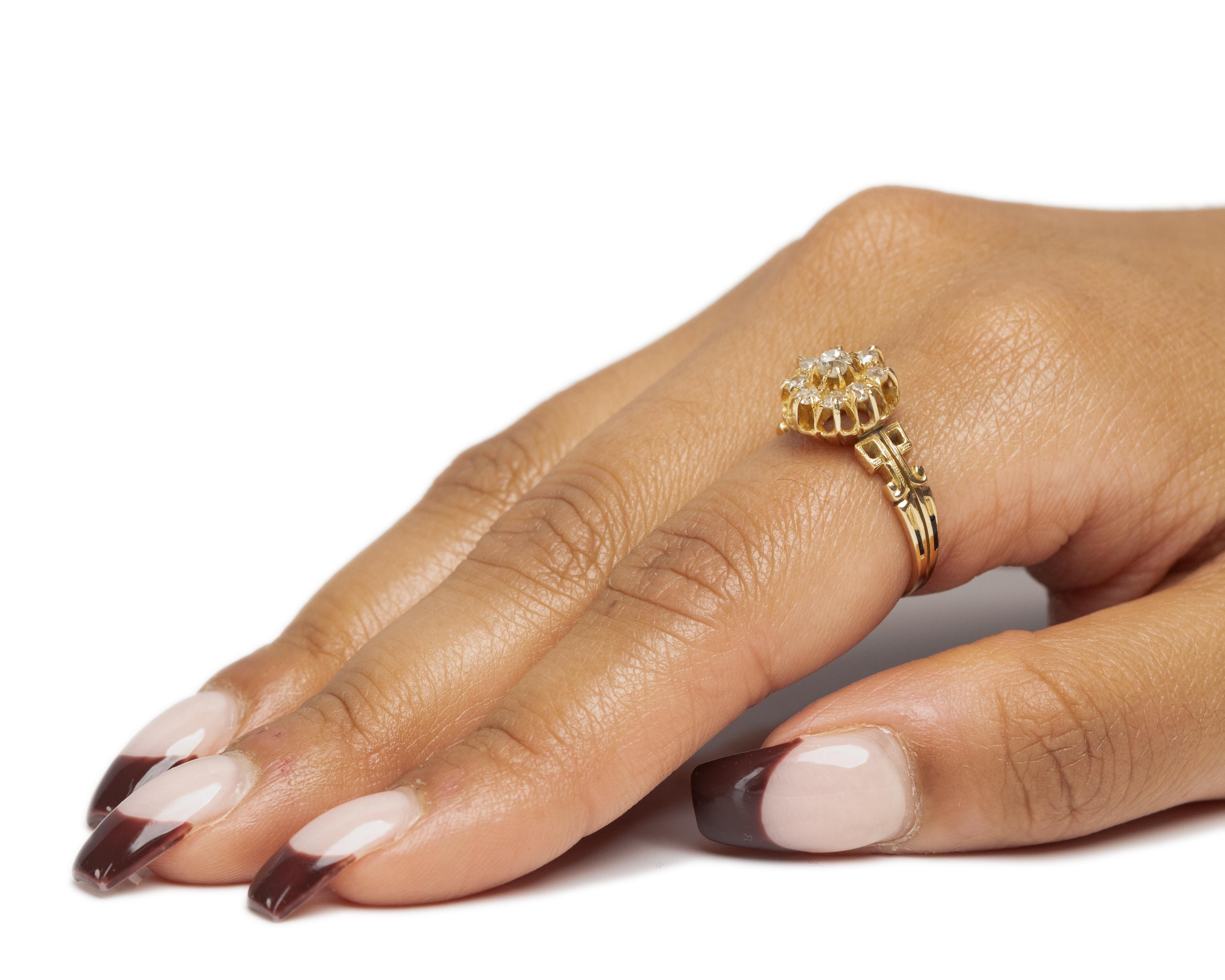 .50 Carat Total Weight Victorian Diamond 14 Karat Yellow Gold Engagement Ring For Sale 1