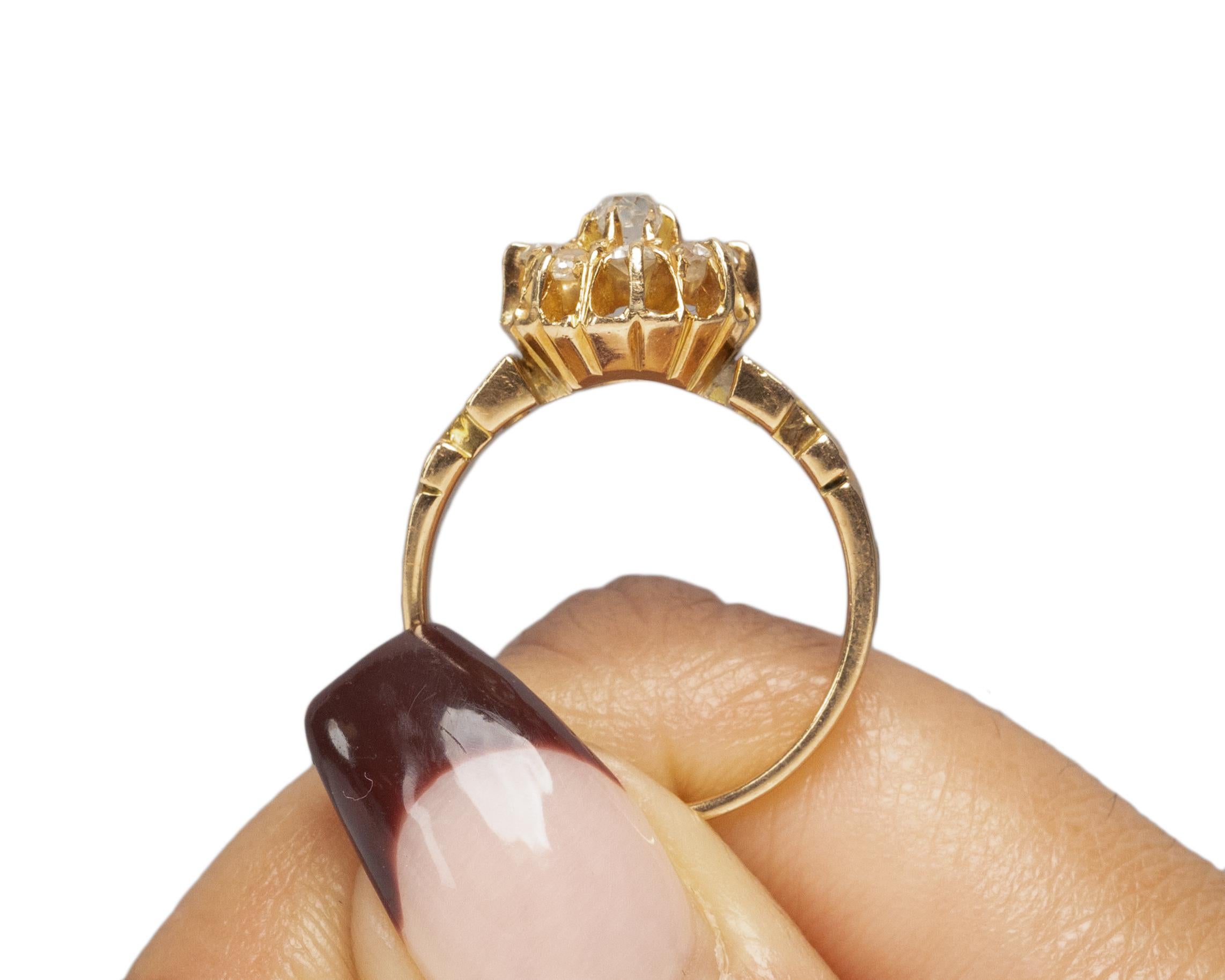 .50 Carat Total Weight Victorian Diamond 14 Karat Yellow Gold Engagement Ring For Sale 2