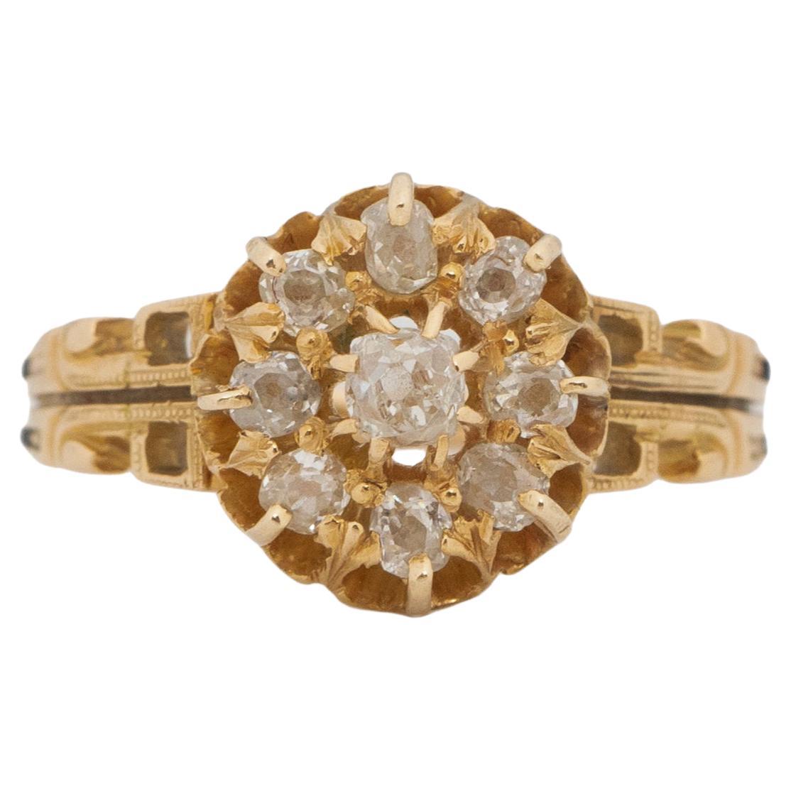 .50 Carat Total Weight Victorian Diamond 14 Karat Yellow Gold Engagement Ring For Sale