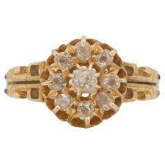 .50 Quilates Peso Total Diamante Victoriano Anillo de Compromiso de Oro Amarillo de 14 Kilates