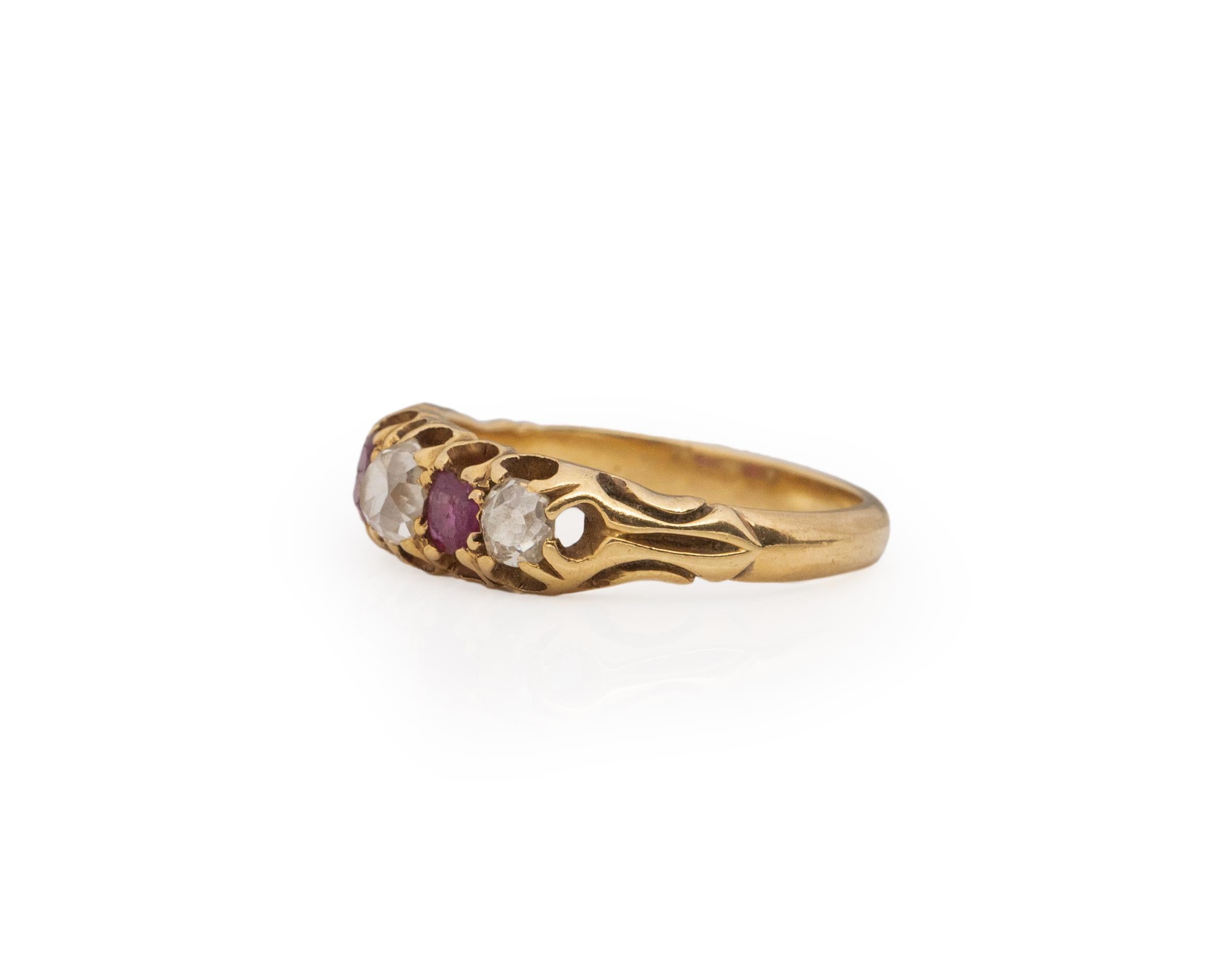 Old Mine Cut .50 Carat Victorian Diamond 18 Karat Yellow Gold For Sale