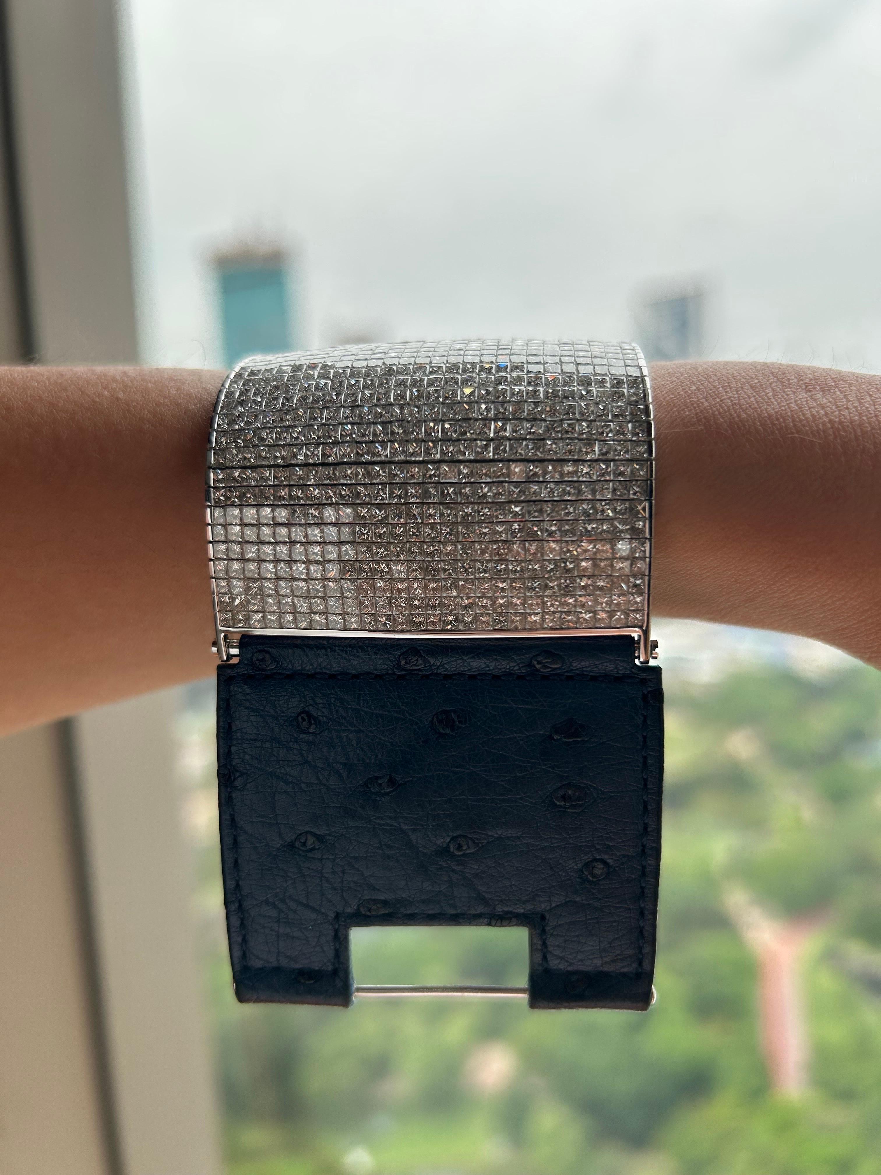 50 Karat VVS Qualität Prinzessinnenschliff Diamant-Armband im Zustand „Neu“ im Angebot in Bangkok, Thailand