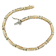 .50 Carat "X" Kiss Link Style Bracelet with Diamonds 14 Karat 2-Tone