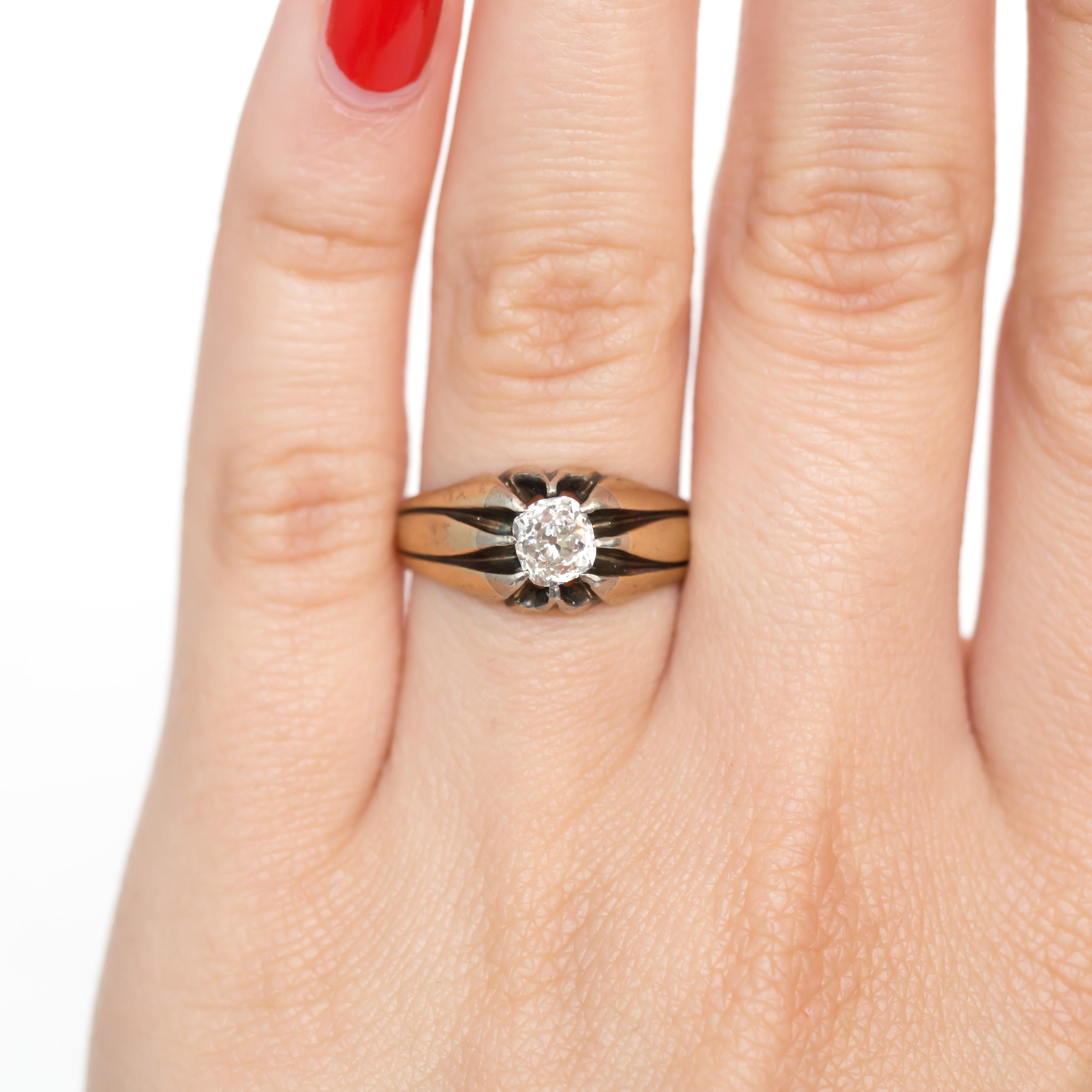 Edwardian .50 Carat Yellow Gold Diamond Engagement Ring For Sale