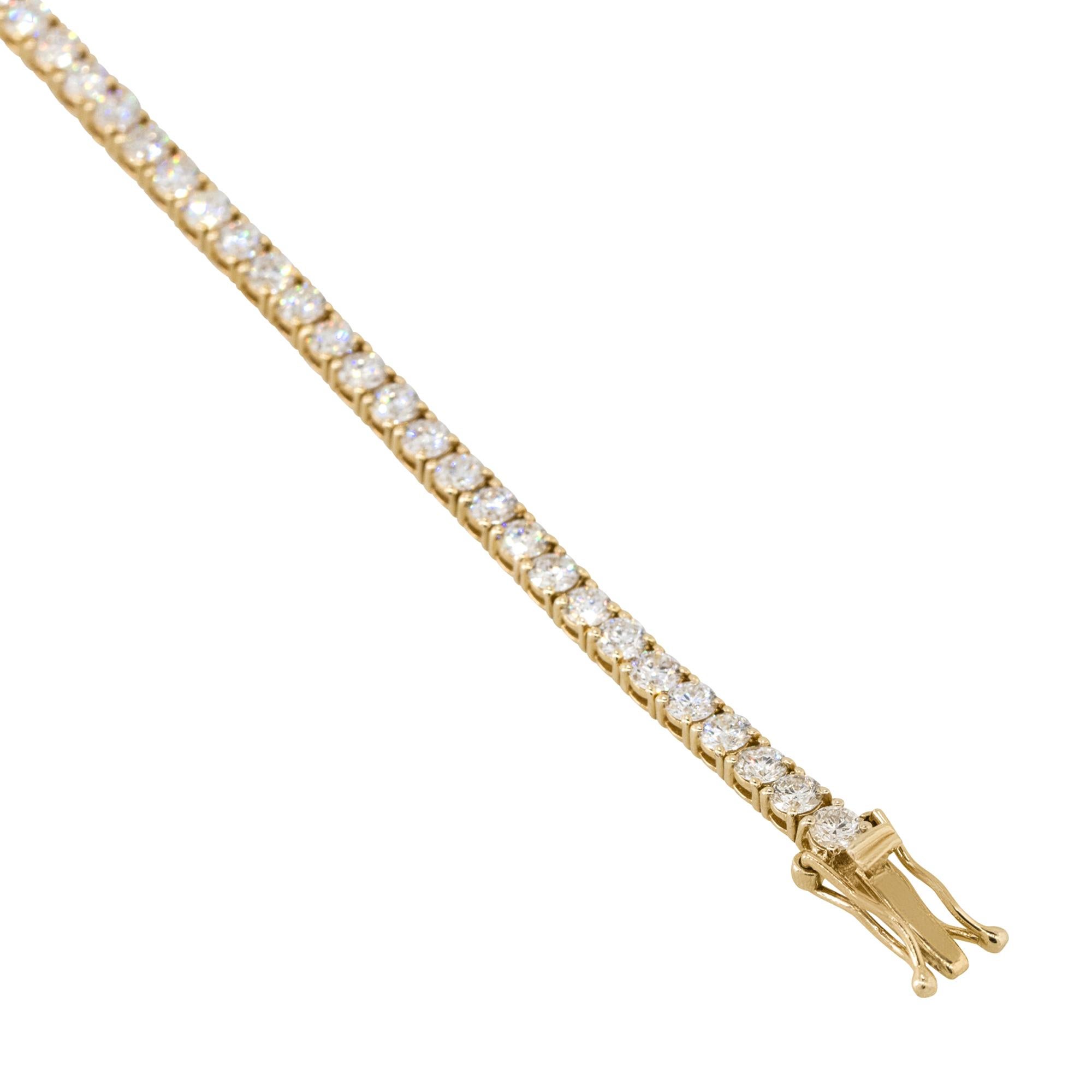 5.0 Carats Round Cut Diamond Tennis Bracelet 14 Karat in Stock For Sale 1