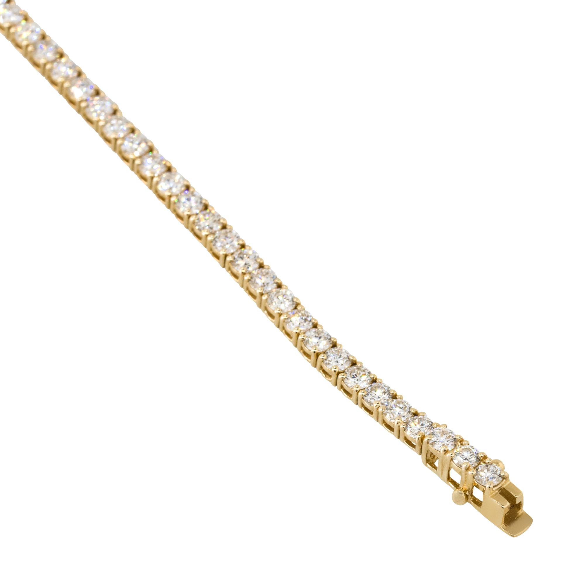 5.0 Carats Round Cut Diamond Tennis Bracelet 14 Karat in Stock For Sale 2