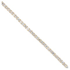 Bracelet tennis en or 14 carats avec diamants taille ronde de 5,0 carats, en stock