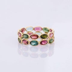 5.0 Carats Tourmaline 18 Karat Yellow Gold Double Band Eternity Ring