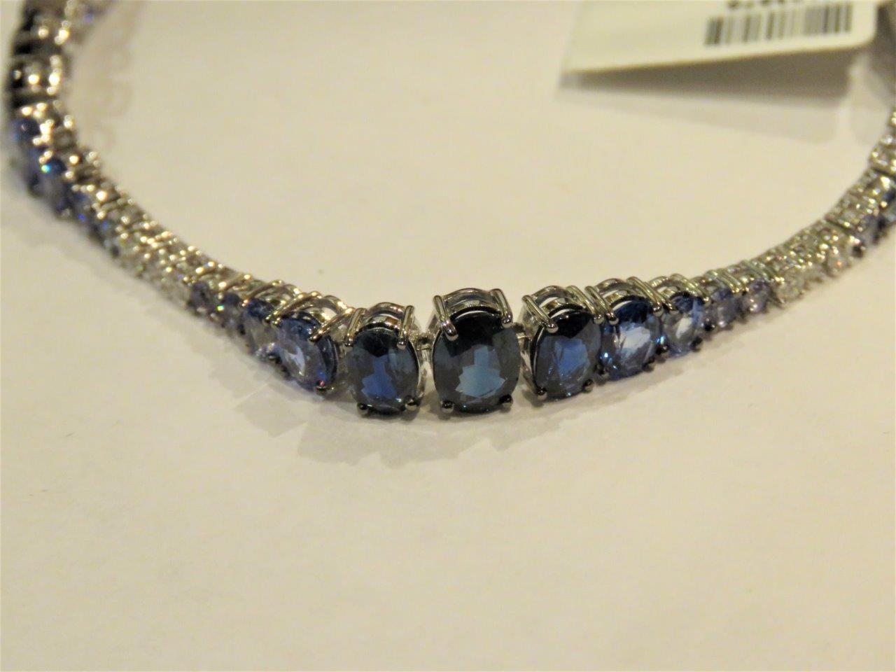 Oval Cut 15000 Rare Important Glittering Blue Sapphire Diamond Tennis Bracelet over 16CTS For Sale