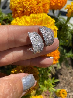 18K White Diamond Pave Earrings .50 Carat Omega Back