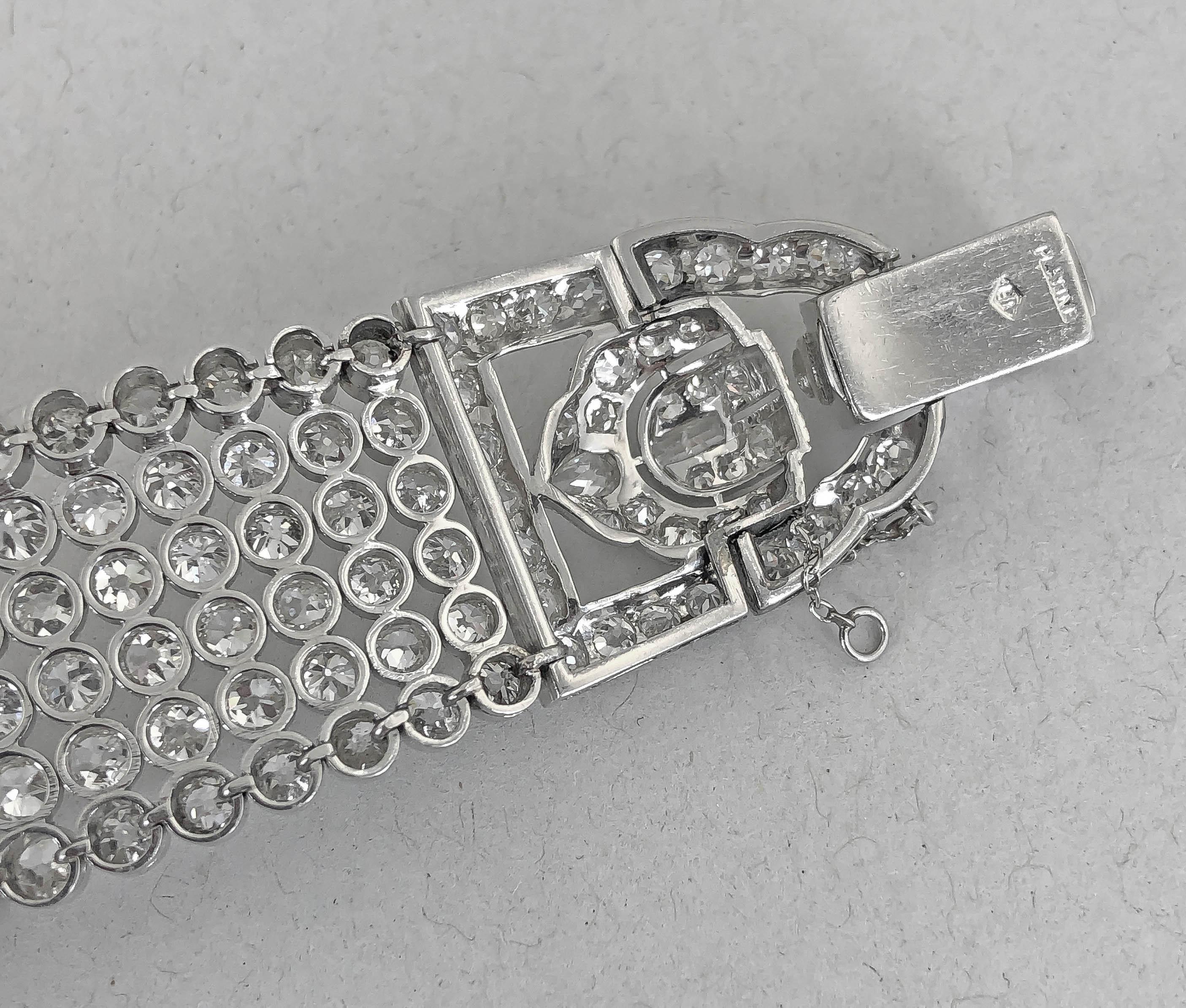 50 Carat Platinum Diamond Buckle Bracelet In Good Condition In New York, NY