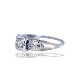 .50 Karat 14 Karat Weißgold Art Deco Ring
