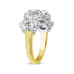 5.0 Ctw. Oval Cut Diamond Half Eternity Band in 18K Yellow Gold and Platinum