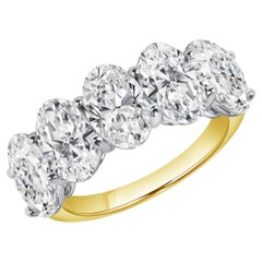 5.0 Ctw. Oval Cut Diamond Half Eternity Band in 18K Yellow Gold and Platinum