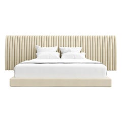 50% DEPOSIT - Channel Bed Bed with Off White Curley Lamb Frame and Headboard
