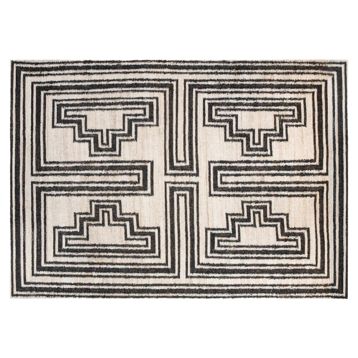 50% de réduction Tapis Modernity en jute tissé à la main Dhurrie Cream & Black Pyramid