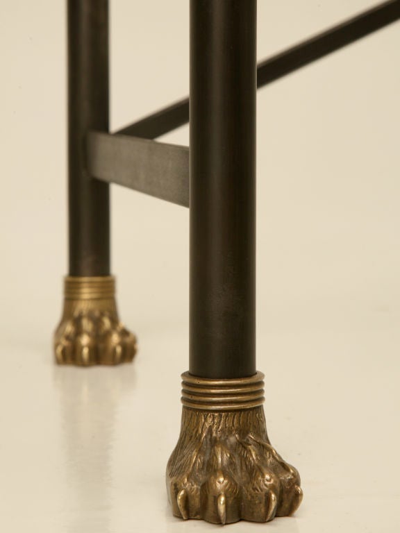Brass Console Table Stainless Steel, Solid Bronze Connectors Made to order Any Size For Sale