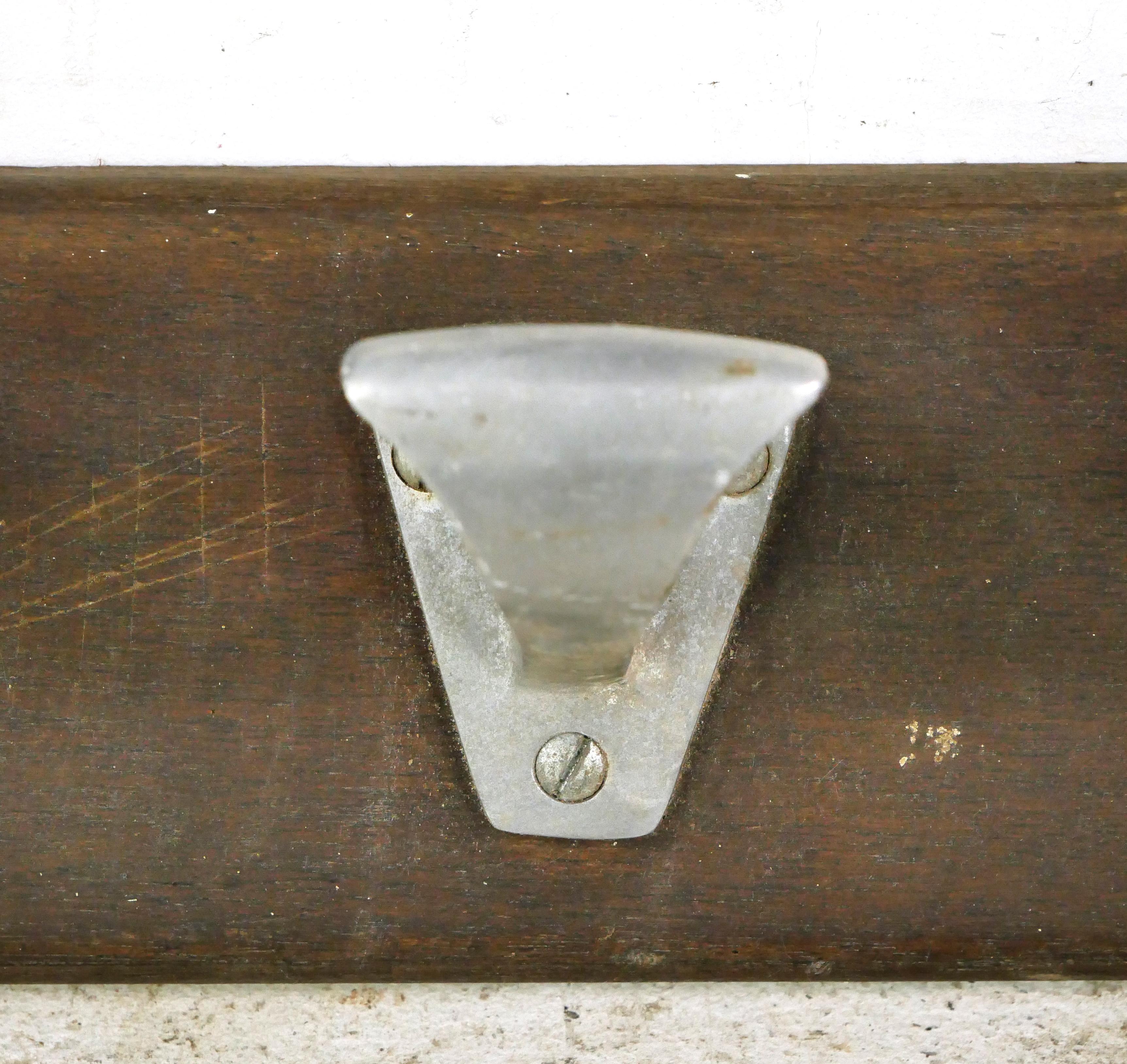 20th Century 50 in. European Aluminum 10 Hook Wood Coat Rack For Sale