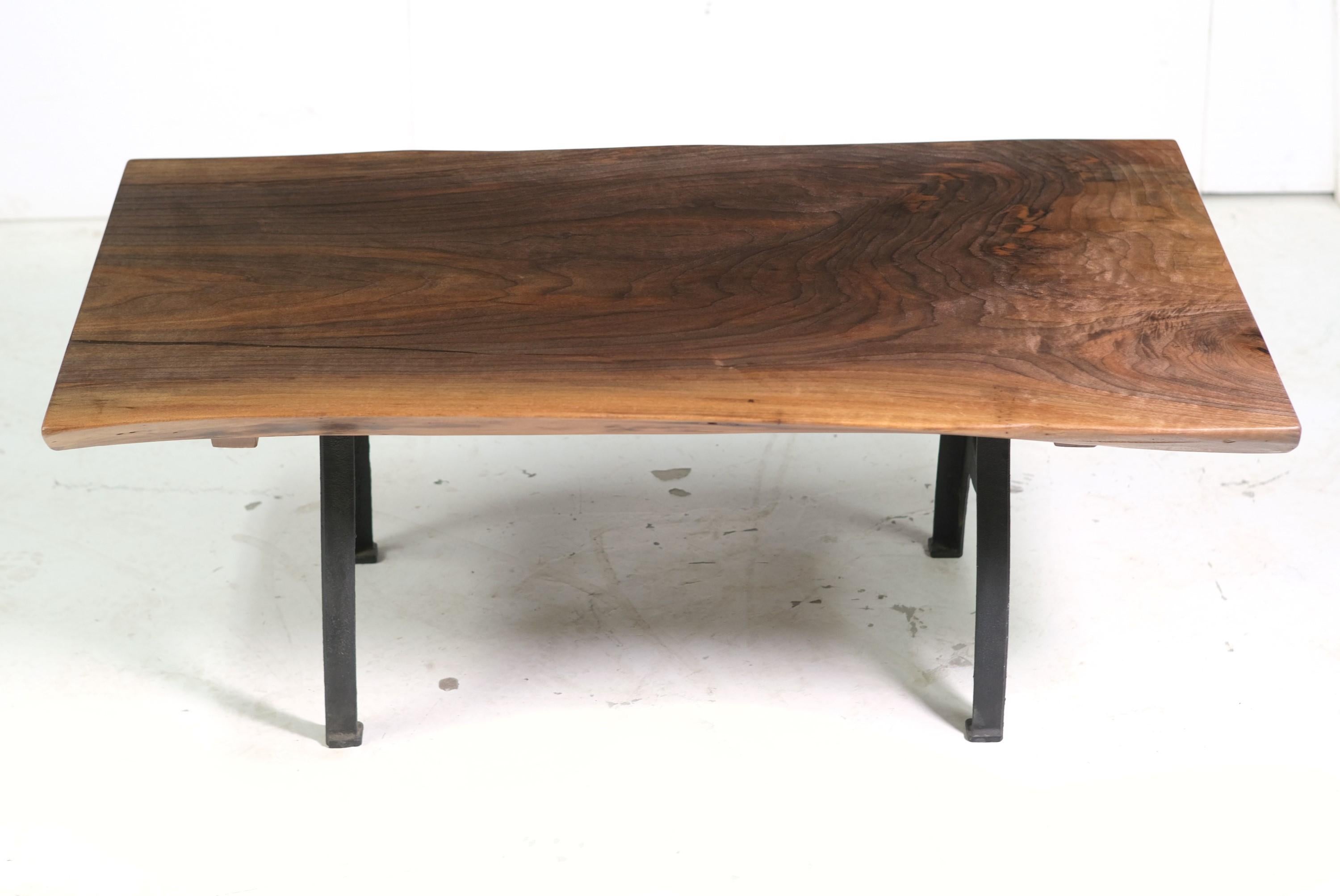 live edge coffee table with metal legs